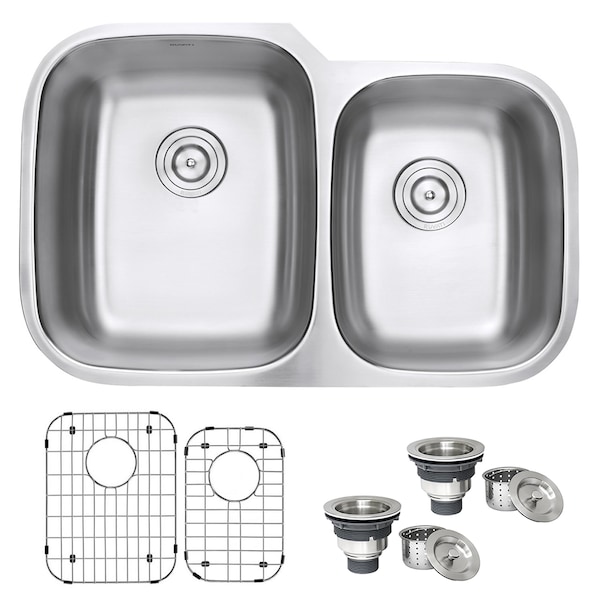 Ruvati 32" Undermount 60/40 Double Bowl 16 Gauge SS Kitchen Sink RVM4310 - main